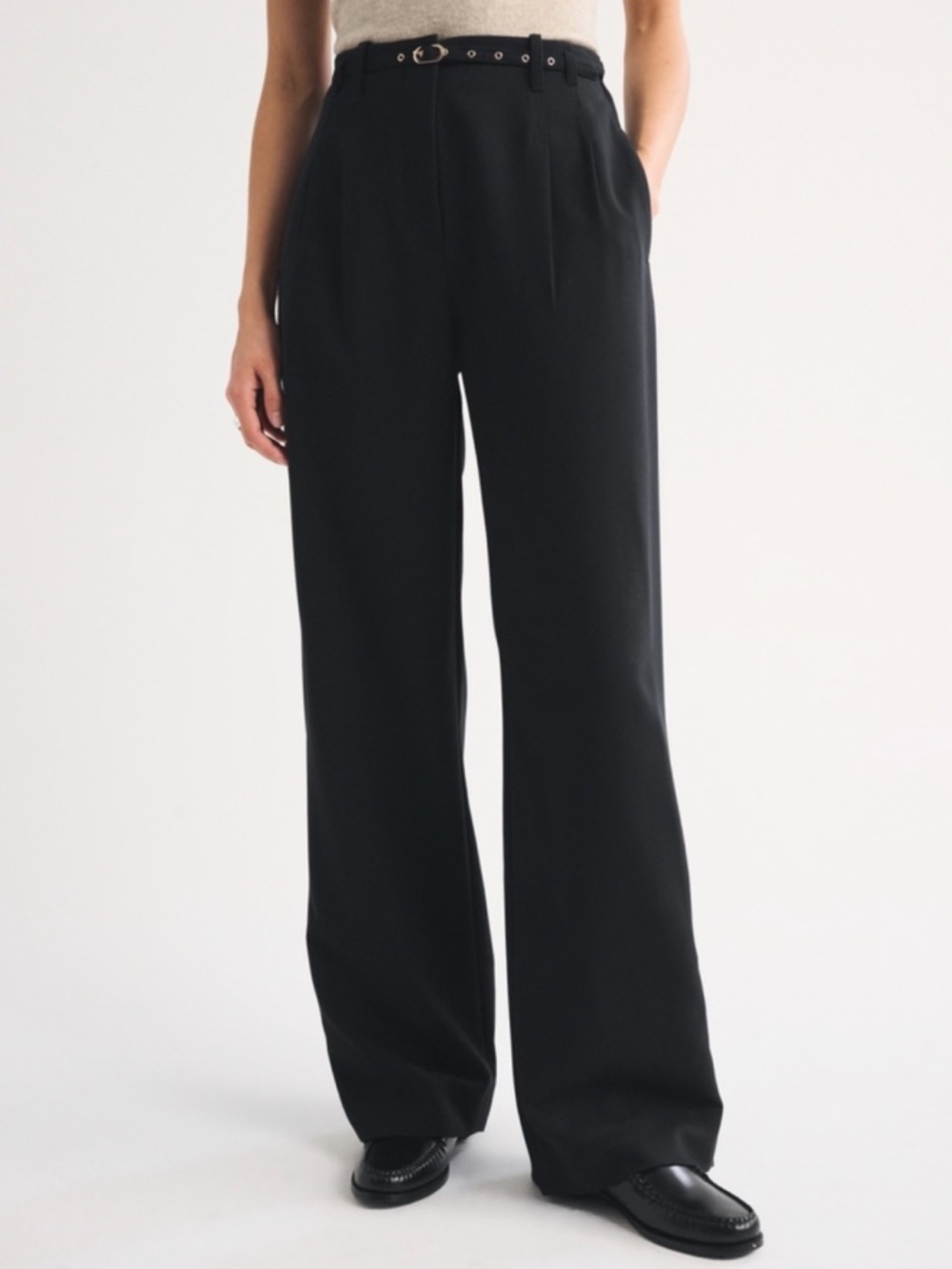 Abercrombie & Fitch Sloane Tailored Wide Leg Pant Black